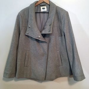 Old Navy Grey Wool-Blend Jacket with Snaps, XXL